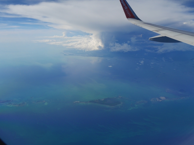 Not a bad view of the Florida Keys and massive storm brewing over Miami.